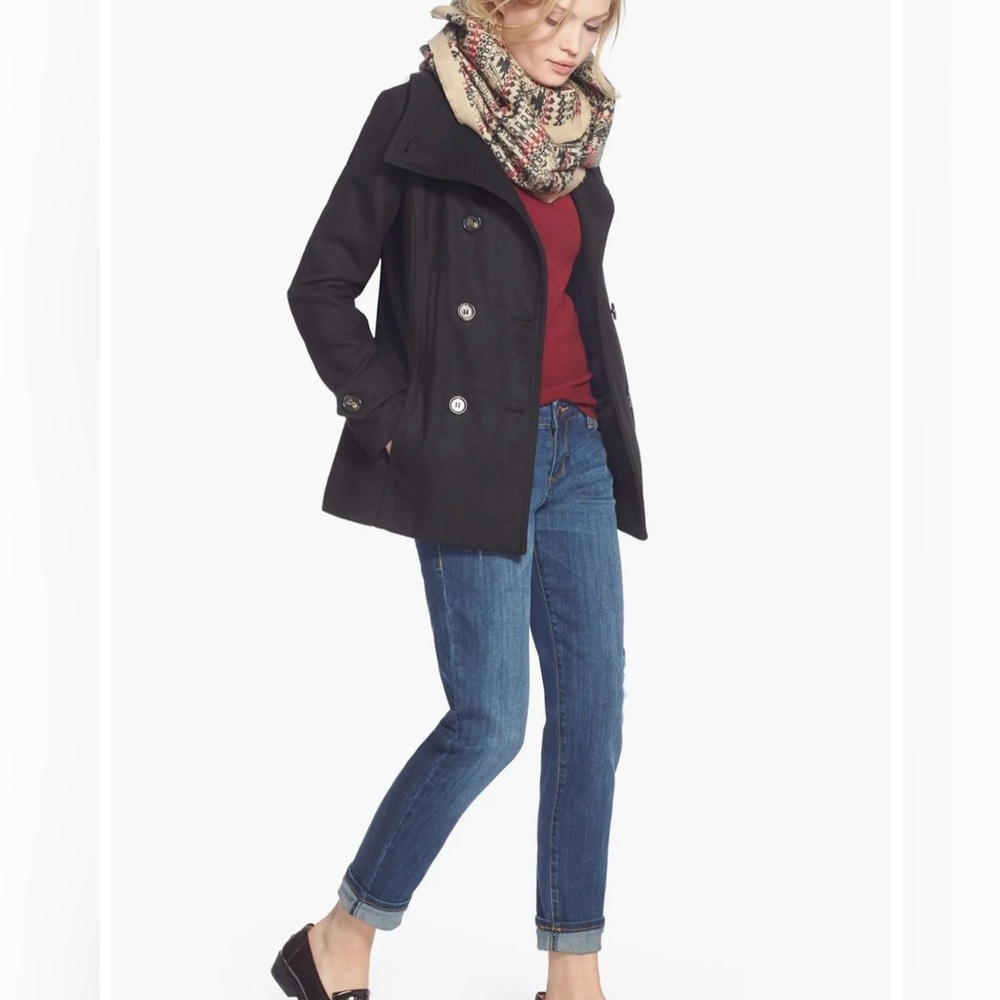 Thread & Supply Black Double-Breasted Peacoat Perfect Spring Transition Coat - M - Picture 2 of 15